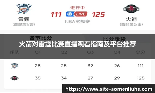 火箭对雷霆比赛直播观看指南及平台推荐