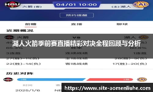 湖人火箭季前赛直播精彩对决全程回顾与分析